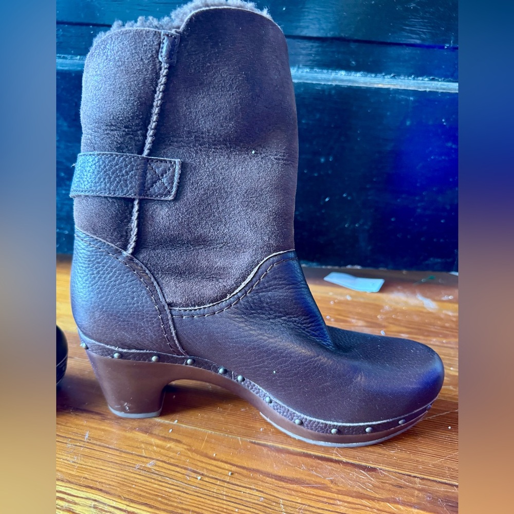 UGG Brown Sheepskin lined wood heel with metal stud work “Lynnea” Boots - Picture 7 of 16